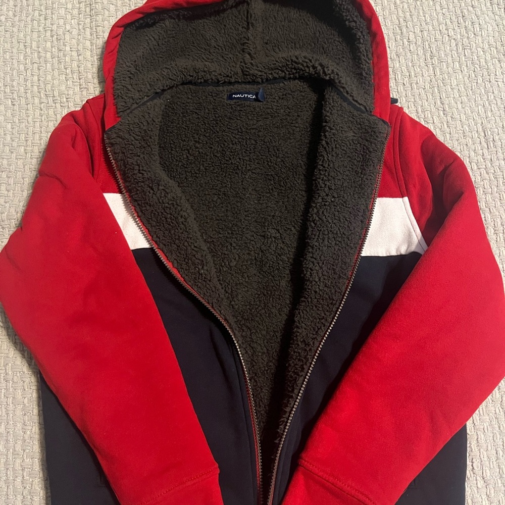 Nautica Red and Black Fleece-Lined Jacket